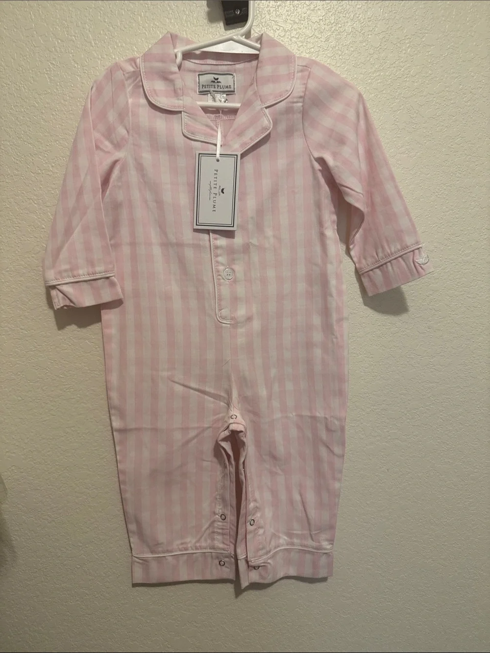 Petite Plume Pink Gingham One-Piece Romper